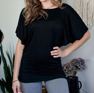 FREE TO LIVE Black Dolman Sleeve Tunic Top NWT!